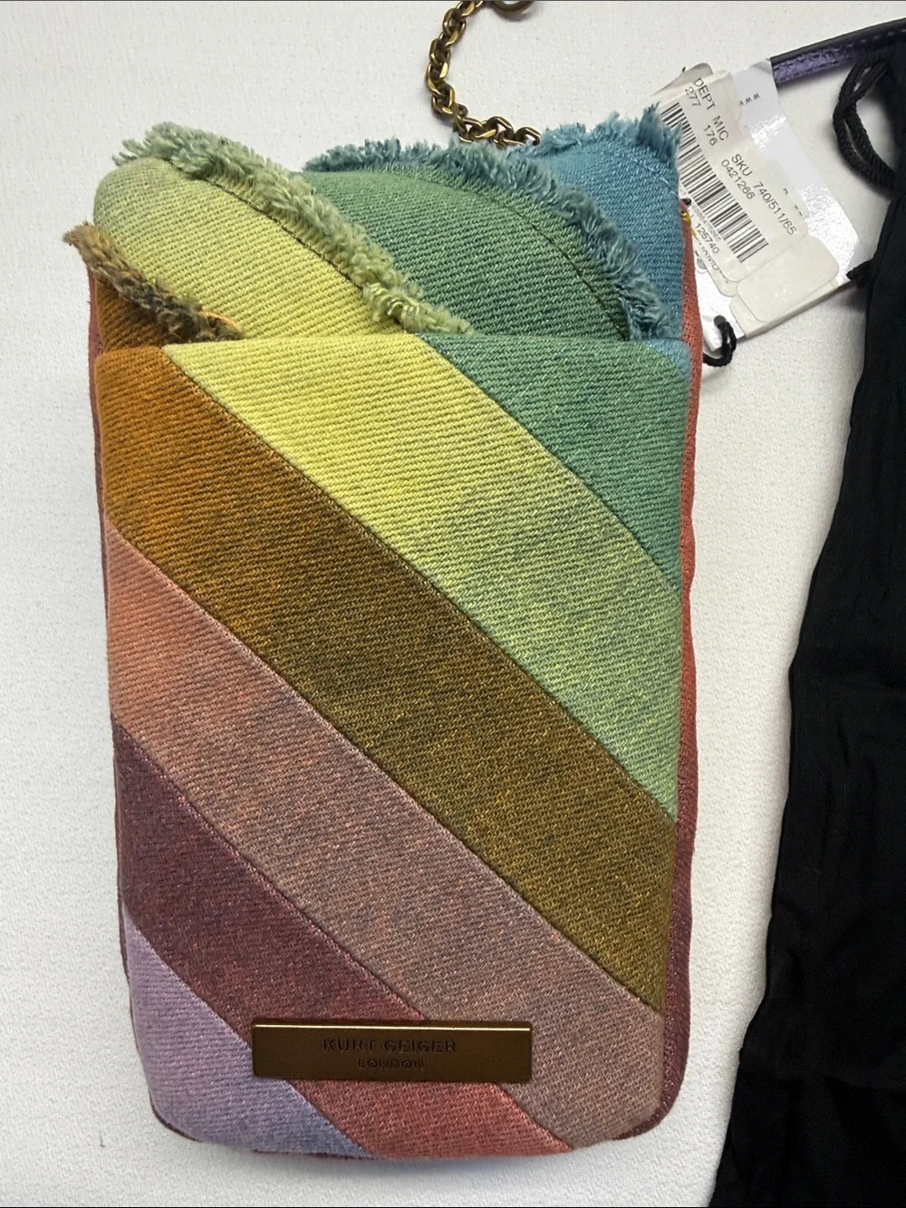 Kurt Geiger London Kensington Rainbow Denim Phone Pouch Multicolor Crossbody